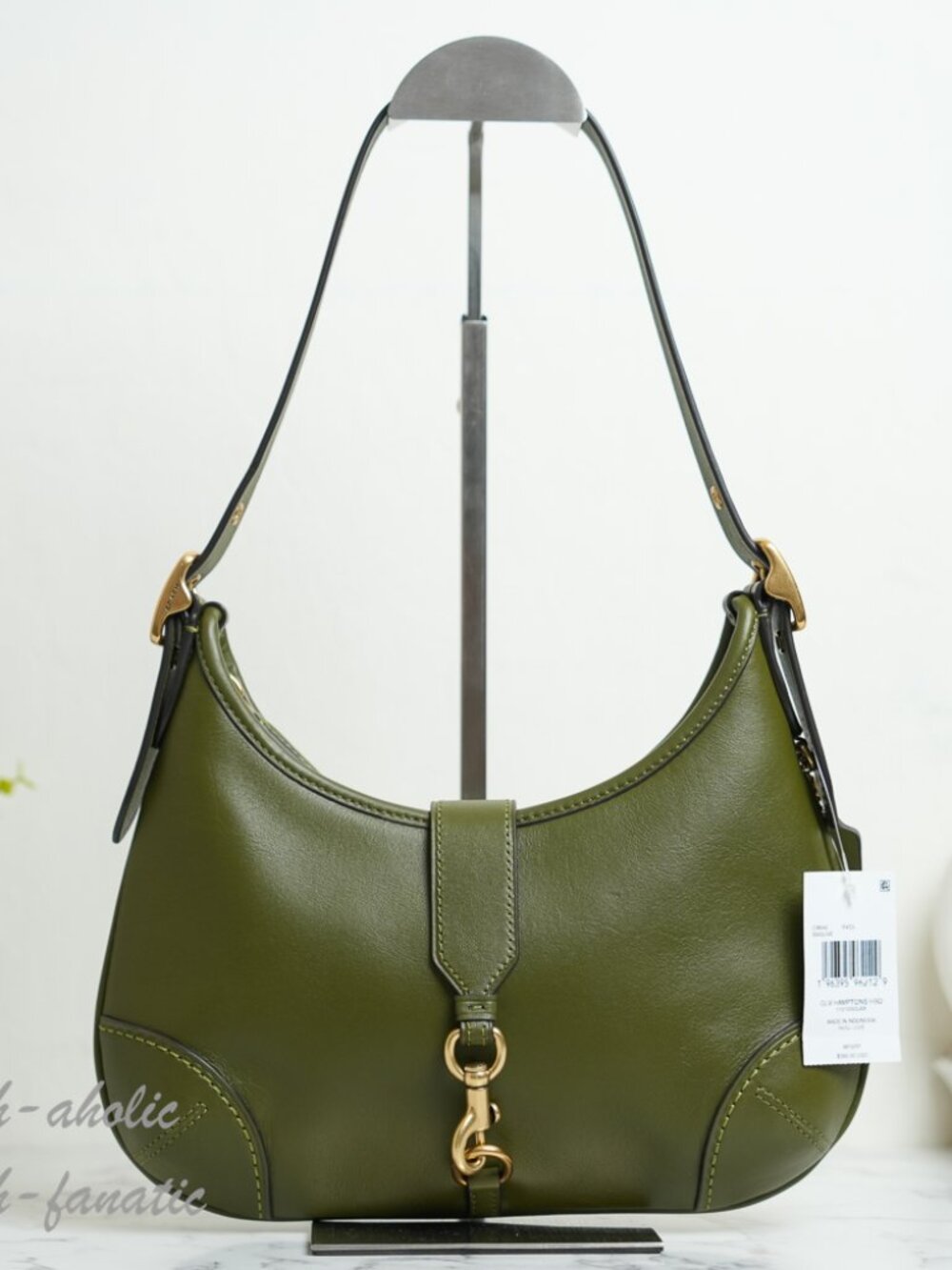 Coach CW642 Hamptons Glovetanned Leather Hobo Bag Olive Green with Dust Bag NWT